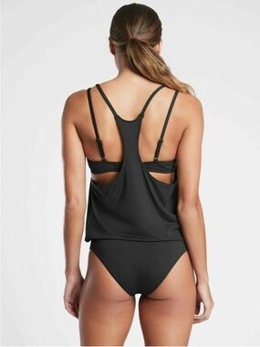 Athleta Women’s Blousy Tankini Seascape Bra Cup Top Black-34B/C NWT